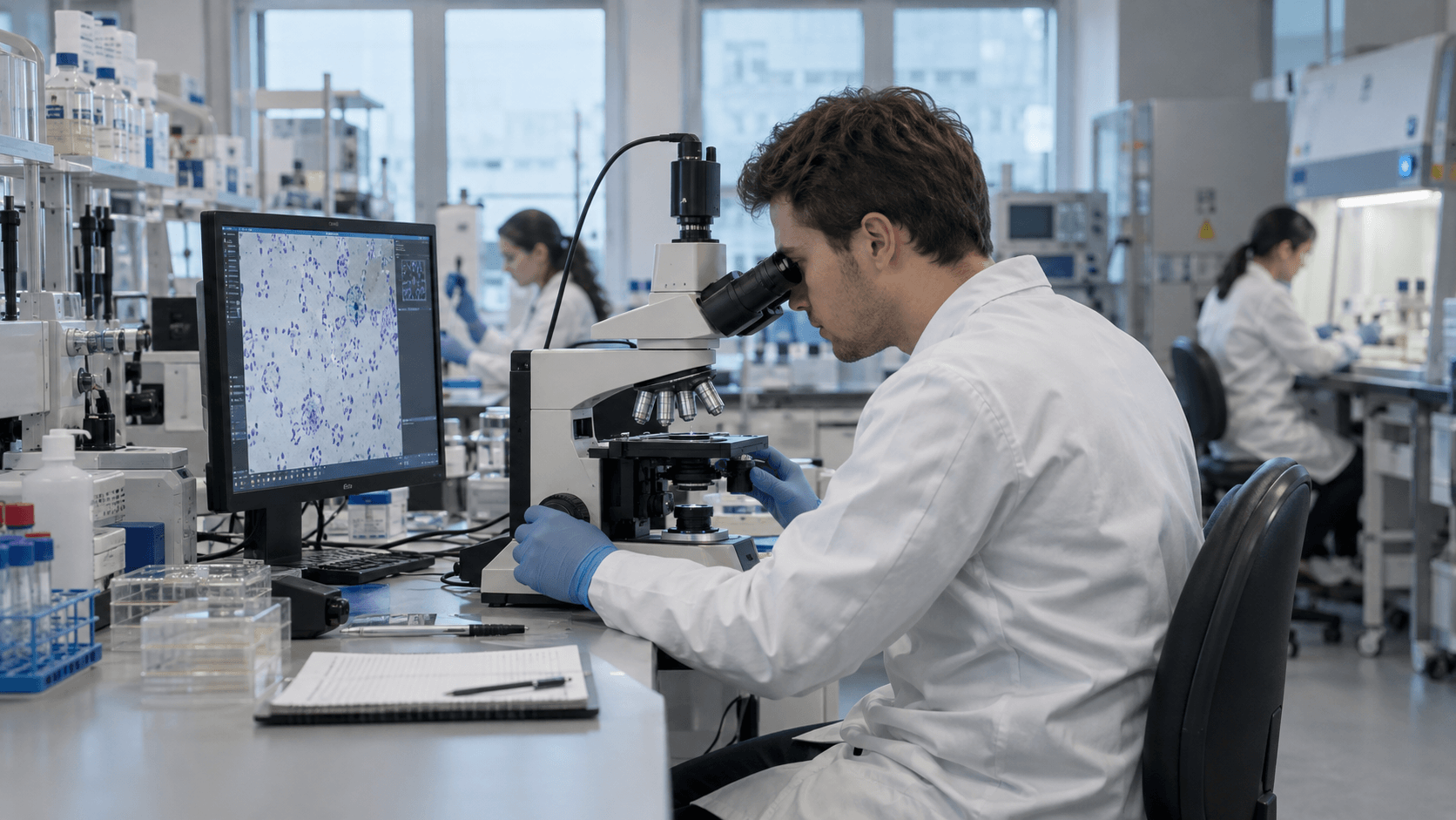 Microbiologist Working in Lab